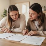 Sous-location : quelles obligations d'assurance pour chaque partie ? Une femme locataire et une femme sous-locataire relisent attentivement un contrat d’assurance habitation sur une table dans un appartement lumineux.
